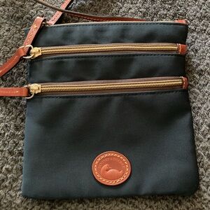 D&B Blue Nylon Triple Zipper Crossbody 7.5W x 8L in EUC